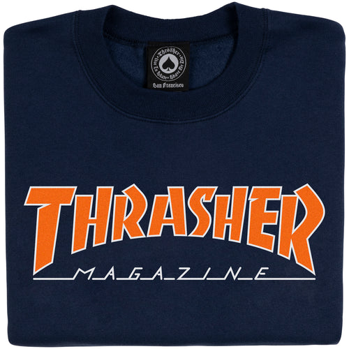 OUTLINED CREWNECK / NAVY & ORANGE